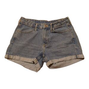 H & M Denim Shorts Womens Size 4 Rolled Up Cutoffs Medium Wash Mid Rise